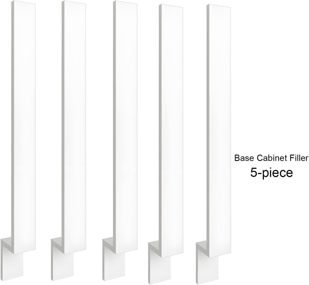 3" White Solid Wood Kitchen Base Cabinet Filler Strips, 5-Pack