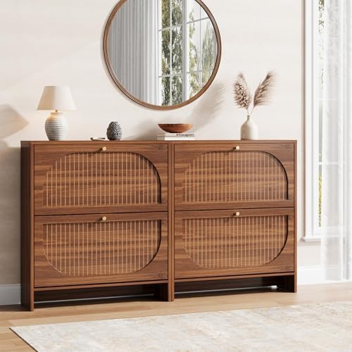 Nicetree Arch-Chic Shoe Cabinet for Entryway, Modern Mid-Century Shoe Storage...