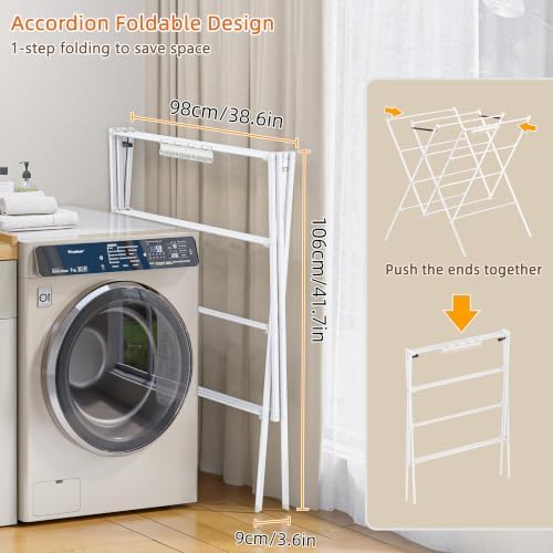 Drying Rack Clothing,35.4in Long Drying Poles Large Clothes Drying Rack
