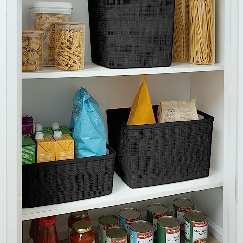 Curver Set of 4 Large 20L Jute Decorative Plastic Organization and Storage Ba...