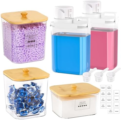 Homde Clear Laundry Detergent Dispenser: Reusable 3+2 Pack with Lids