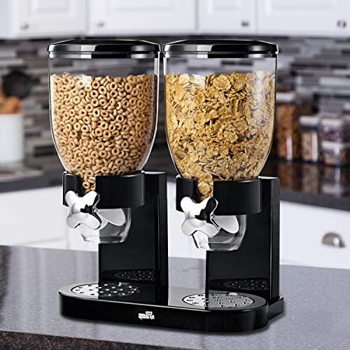 ZevrO Dry Food & Cereal Dispenser, 4.4 Cups, Black, Original Dual