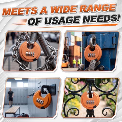 Landhoow 6 Pack Combination Lock 4 Digit Disc Padlock with 3/8 Inch Hardened ...