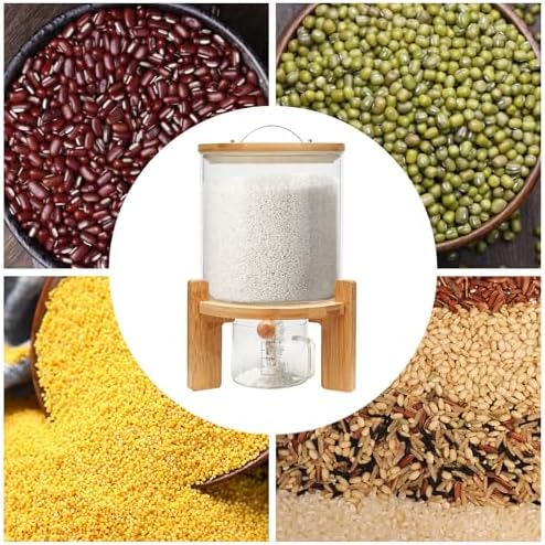 AngelcityCC Flour and Cereal Container, Rice Dispenser 5L Glass Food Storge C...