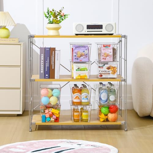 Freebat 6 Pack Clear Storage Bins with Lids, 7 Quart Pantry Organizer Bins
