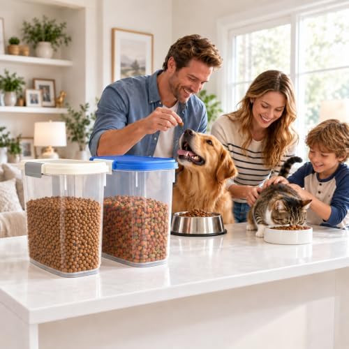 Airtight Dog Cat Pet Food Storage Container 10 Lbs, Slim Tall Dry Food Bin