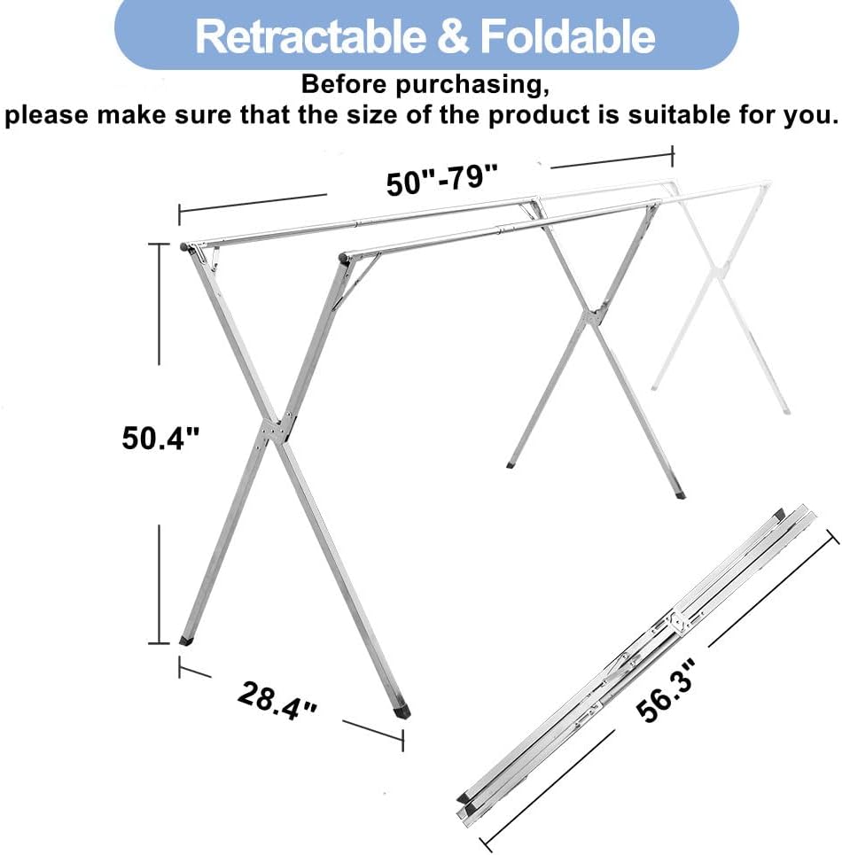 2026 Premium Stainless Steel Clothes Drying Racks, Foldable and Adjustable La...