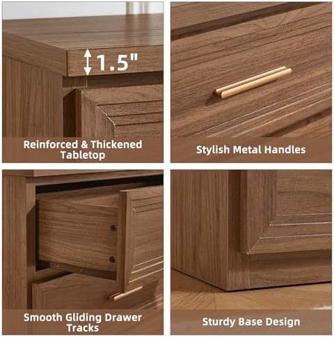 RWYHG Dresser Set for Bedroom with 5 Drawers 45" Tall with Gold Handle
