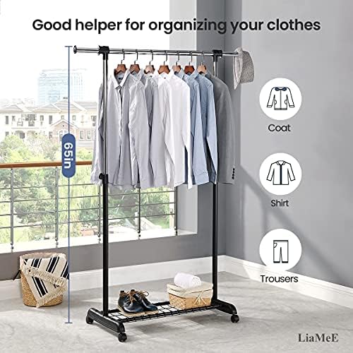 LiaMeE Adjustable Clothing Rack for Hanging Clothes, Heavy Duty Garment Rack ...