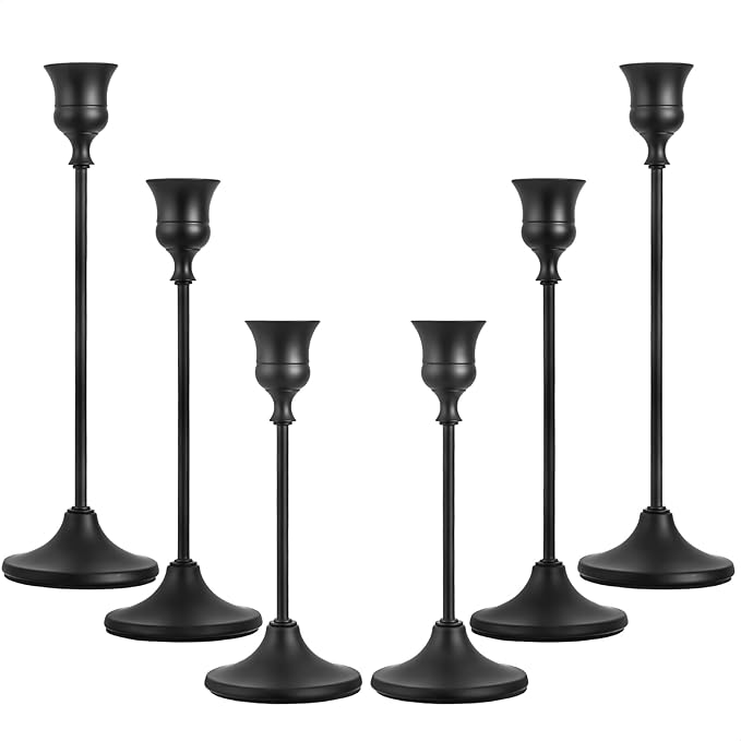 CHILL RECIPE Black Candlestick Holder Tall Taper Candle Holder for Home Decor...