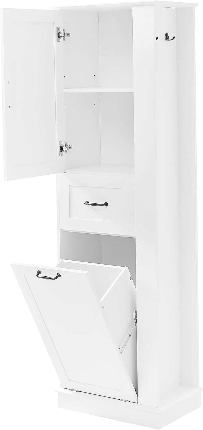 LUMISOL Tall Tilt-Out Laundry Cabinet, Narrow Bathroom Storage Cabinet with H...