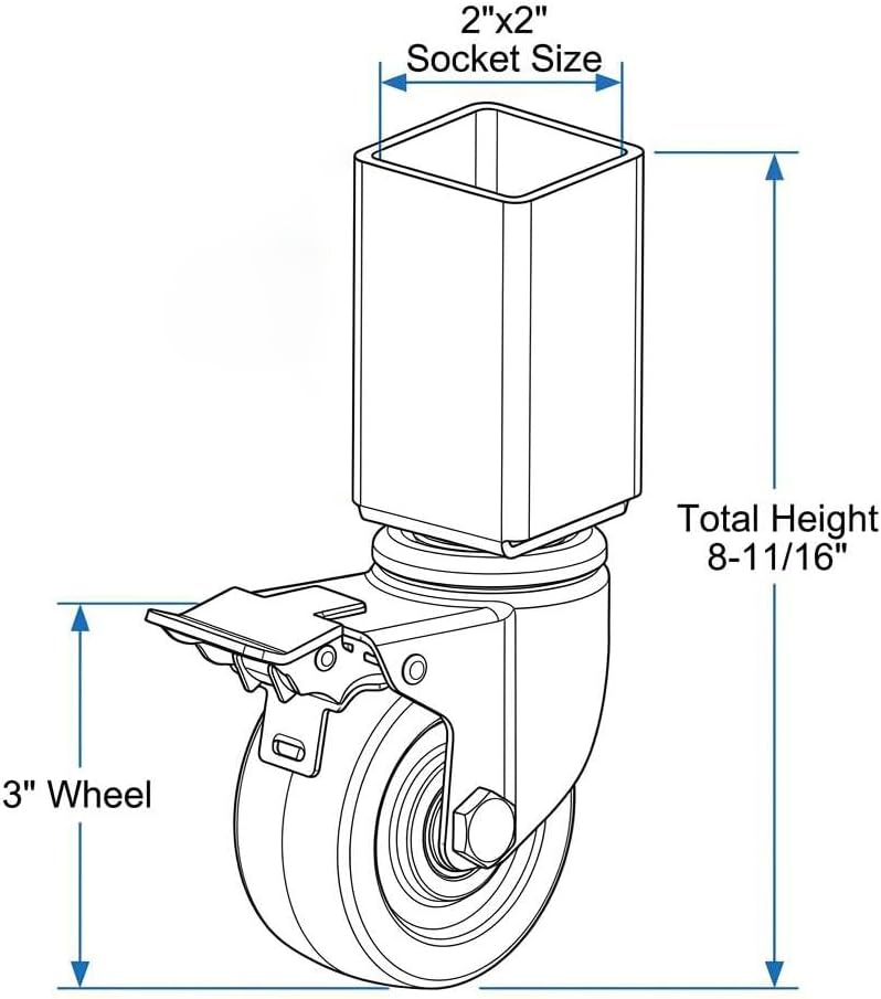 QWORK 3" PU Caster Wheels for 2"x2" Boltless Shelving Racks – ...
