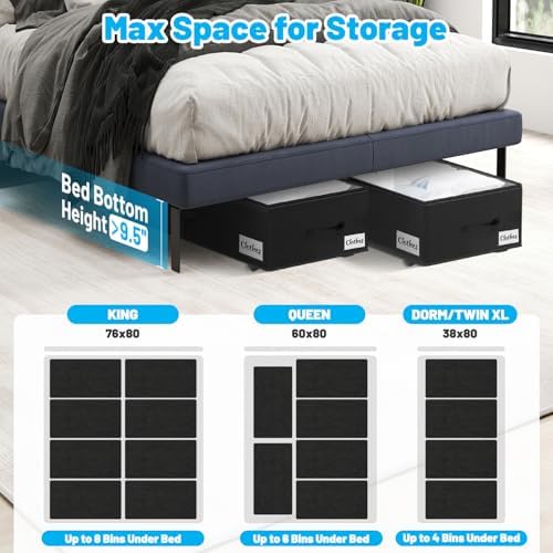 Under Bed Storage with Wheels, 4-Pack 10" Height XXL 75L Rolling Storage...