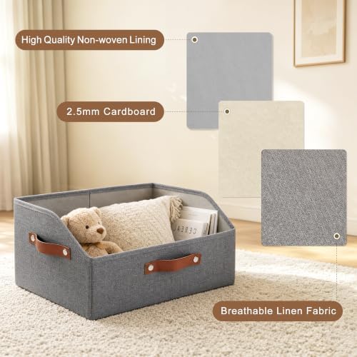 Bagnizer Closet Organizers and Storage, Linen Trapezoid Storage Bins with Han...
