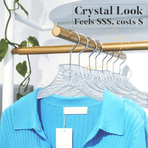 HOUSE DAY Clear Plastic Hangers 25 Pack, Crystal-Style