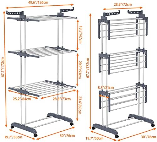 HOMIDEC Clothes Drying Rack, 4-Tier(67.7" H) Foldable Drying Rack Clothing