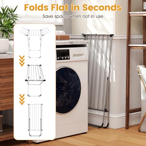 Giantex Foldable Clothes Drying Rack, Freestanding Aluminum Laundry Drying Ra...