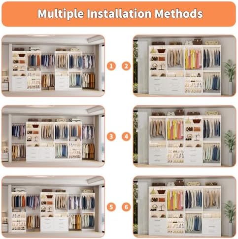 Closet System with 4 Sets, 8–21 FT Closet System with 6 Drawers, 9 Shelves &a...