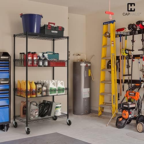 CAPHAUS NSF Commercial Heavy Duty 4 Tier Wire Shelving w/Two Rectangle Basket...