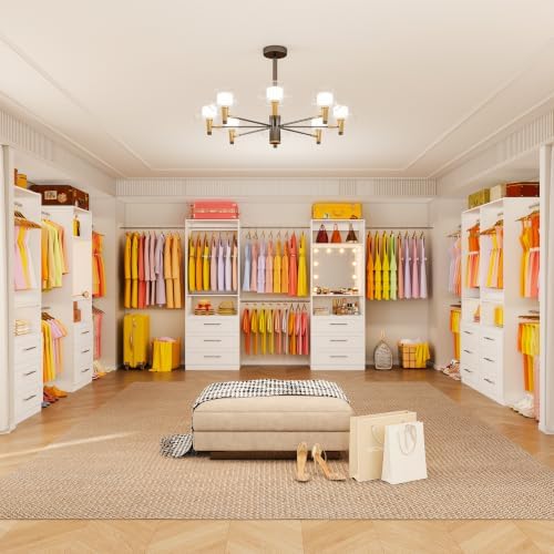 Closet System with Drawers, 2FT–9FT Closet Organizer System with 4 Adjustable...
