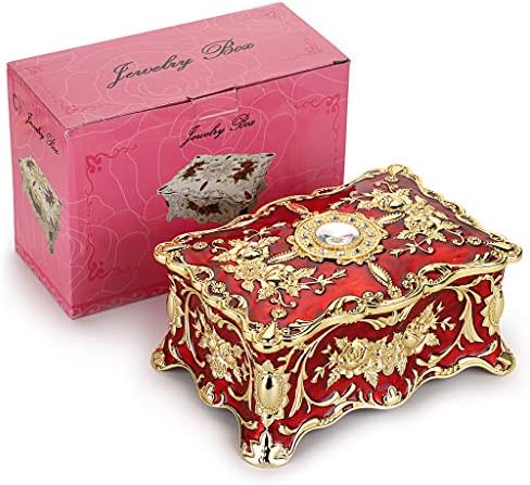 Hipiwe 2 Layer Vintage Jewelry Box Large Metal Treasure Chest Csase