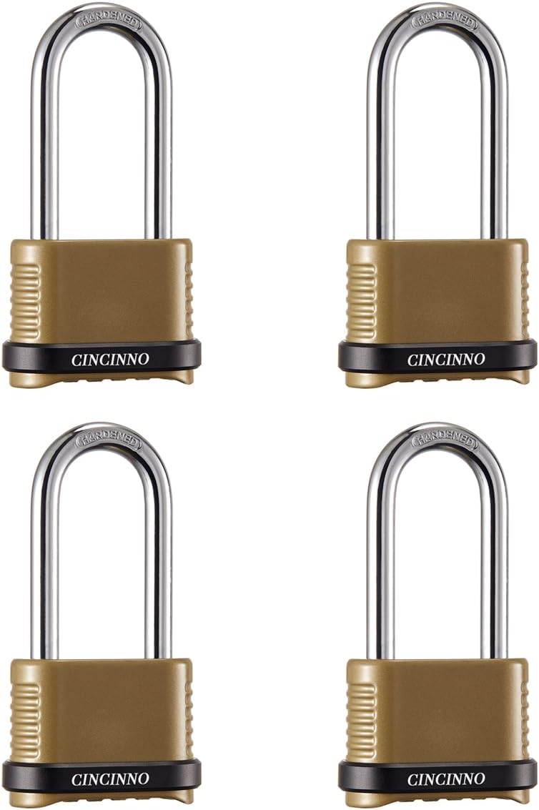 CINCINNO Heavy Duty Combination Lock, 4-Digit Combo Lock with Long Shackle,We...