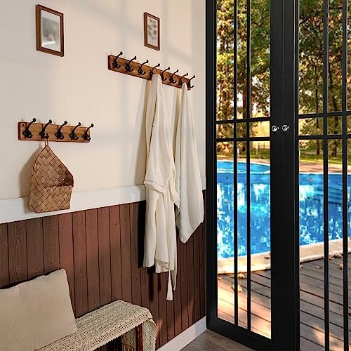 WEBI Rustic Coat Rack Wall Mount,35.43" Long 8 Cast Iron Coat Hooks Wall...
