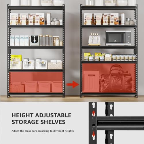 36.12"W: Father&I 5-Shelf-Storage-Rack Industrial Metal+Wood Garage/...