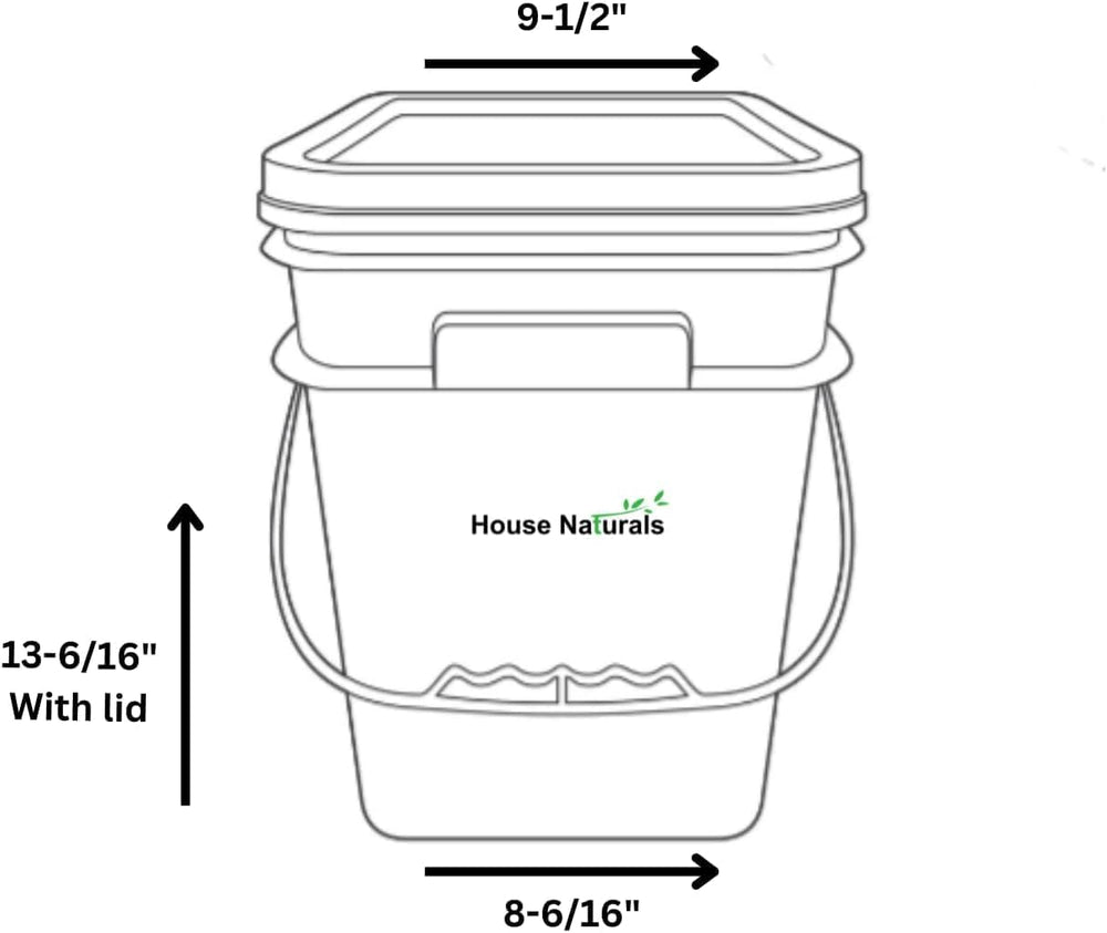 House Naturals 4 Gallon Square Food Grade Bucket Pail with Plastic Handles an...