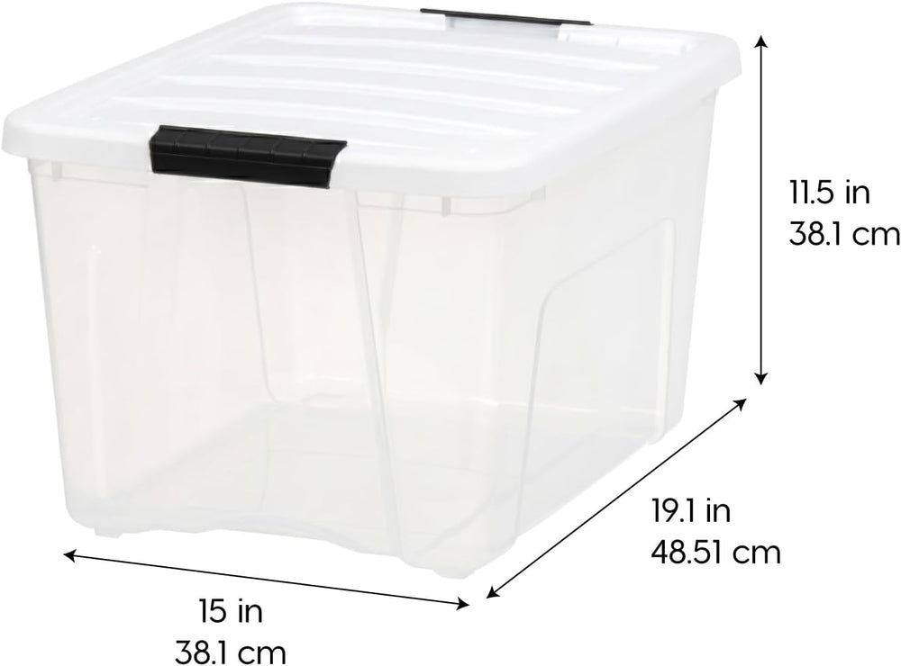 IRIS USA 40 Qt Storage Bins with Lids, 6 Pack, Clear/White