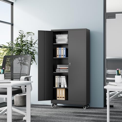 Fesbos Metal Rolling Storage Cabinet-74.6” Tall Steel File Cabinets with Whee...