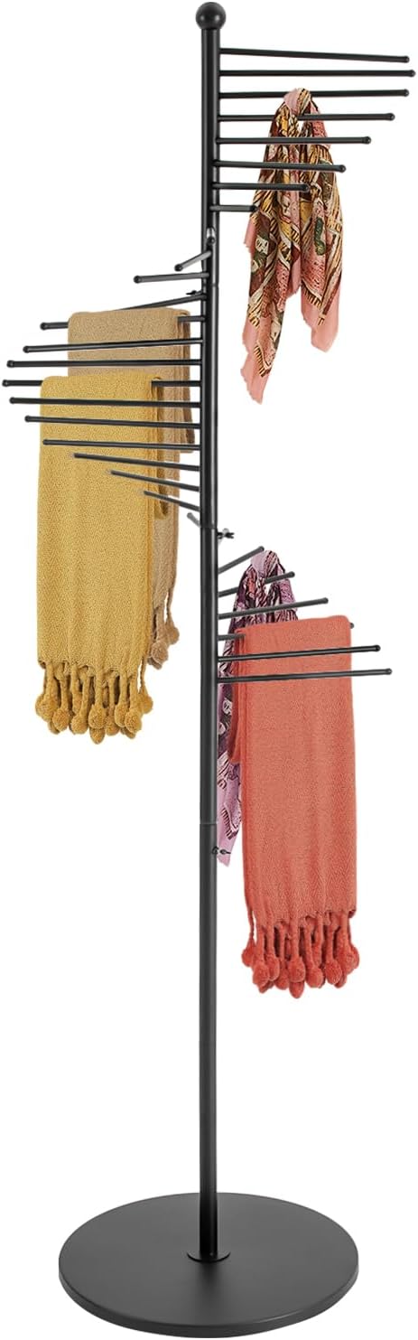 DYRABREST 67" Freestanding Scarf Organizer, Metal Spiral Scarf Holder wi...