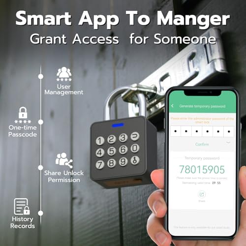 Fingerprint Gym Locker Lock with Code Keypad, Weatherproof Padlock