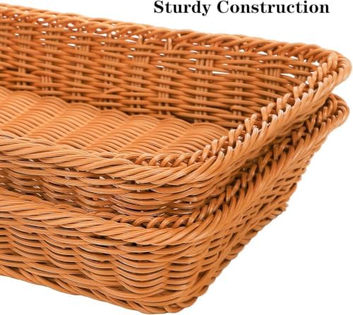 DEAYOU 2 Pack Imitation Rattan Bread Basket with Lid, Woven Tabletop Food Ser...
