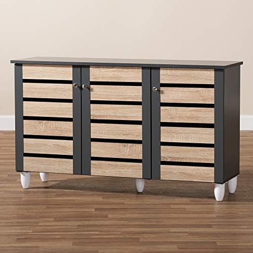 Baxton Studio Shoe Cabinets, One Size, Oak/Dark Gray