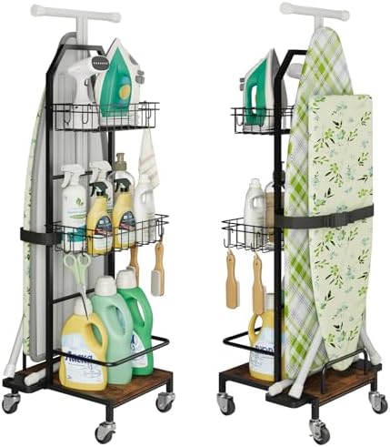 Ironing Board Holder Cart for Small & Narrow Laundry Rooms, Freestanding ...