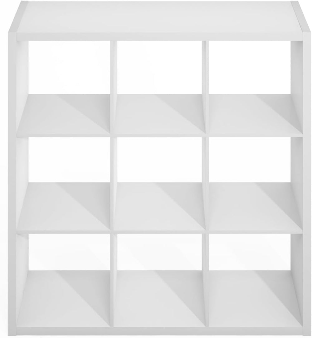 Furinno Simple 9-Cube Storage Organizer, Display Shelf, White
