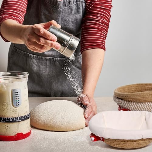 KneadAce Cotton Rope Banneton Bread Proofing Basket Set, 2 x Round Bread Bask...
