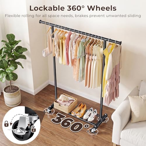 Clothing Rack for Hanging Clothes, 45" Wide Rolling Clothes Rack, Metal ...