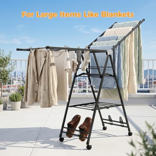 Foldable Standing Clothes Rack, 3-Tier Drying Hanger, for 30+ Pcs