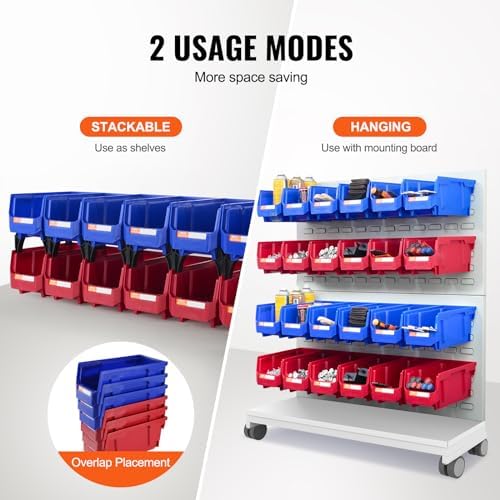 VEVOR Plastic Storage Bins 12 Pack (11 x 5 x 5-Inch), Hanging Stackable Stora...