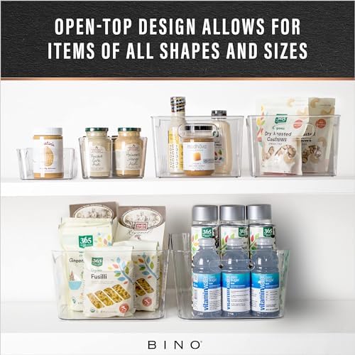 BINO | Plastic Organizer Bins, Large - 4 Pack | THE SOHO COLLECTION | Multi-U...