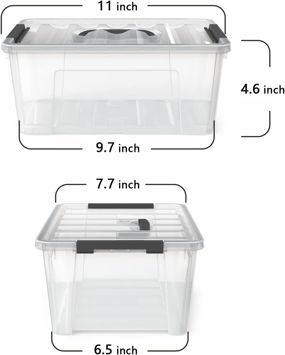 WYT 12 Pack Small 5-Quart Clear Plastic Storage Bins with Lids and Latch Buck...