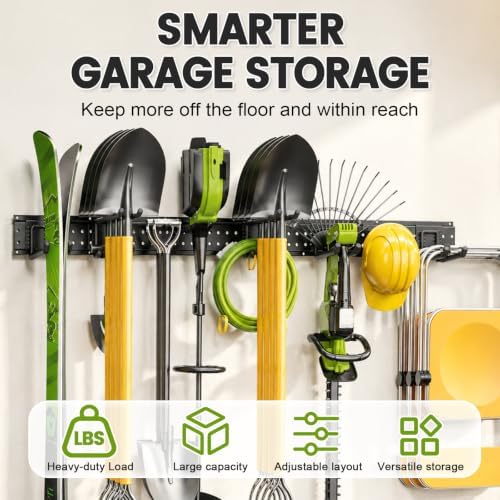 Garage Tool Organizer Wall Mount, 49.5 Inch Heavy Duty Garage Organization Sy...