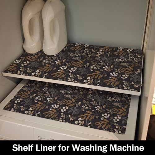 Black Leaf Shelf Drawer Cabinet Liners Waterproof,24IN x 10FT