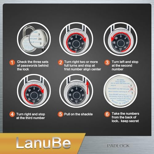 LanuBe Lock Standard Dial Combination Padlock 12 Pack Wide 2-in Black Dial