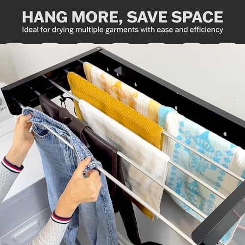 Foldable Wall Mounted Drying Rack - 31.5” Wide, 13.2 Ft Drying Space, 5 Alumi...