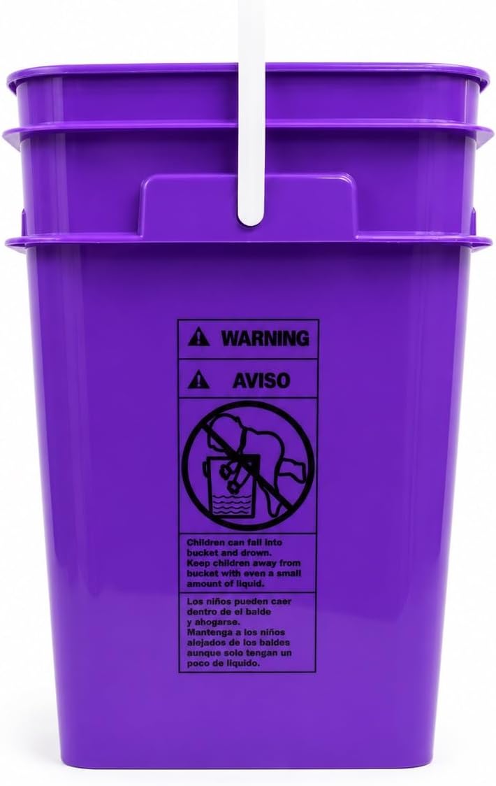 House Naturals 4 Gallon Square Food Grade Bucket Pail with Lid (Pack of 4) Ma...