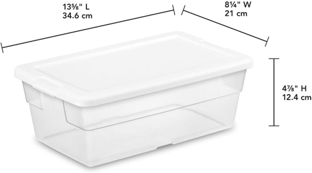 Sterilite Storage Boxes, Stackable Clear Plastic Bins, 6 Quart, 24-Pack