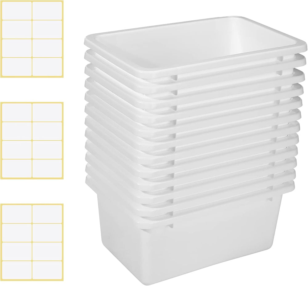 Zonon 12 Pcs Plastic Cubby Storage Bins, White, 11.61 x 7.68 x 4.92